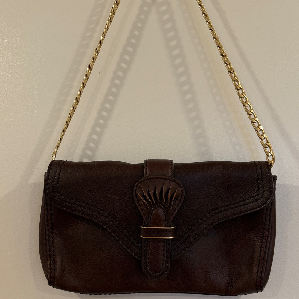 Elegant Vintage Brown Leather Michael Kors Shoulder Bag